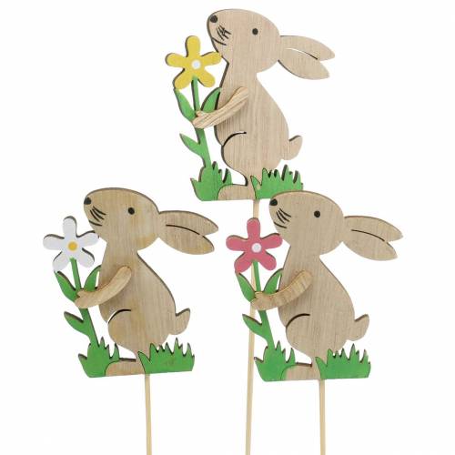 Artículo Plug floral conejito de madera 9cm 12uds