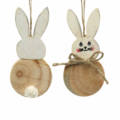 Floristik24 Conejito de Pascua para colgar color crema, madera natural surtido Al. 10,5 cm 8 piezas