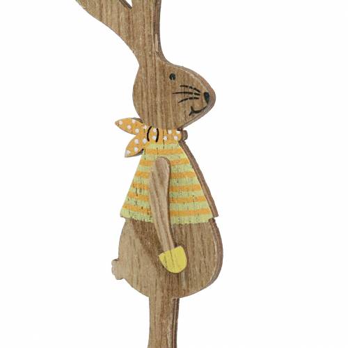 Artículo Decoración de Pascua conejo con palo de madera surtido natural 11cm 16p