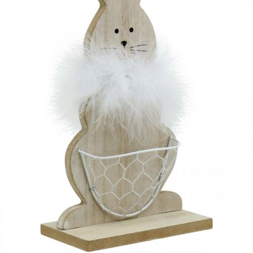 Artículo Conejito con cesta Conejito de Pascua decoración de madera Naturaleza de Pascua H30cm