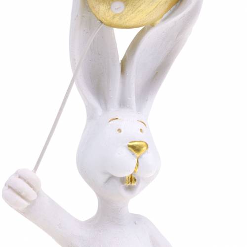 Floristik24 Conejito de pascua con globo de pie oro blanco H18cm 2pcs