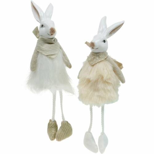 Decoración de Pascua asiento de borde de conejo 26cm figura de conejito de Pascua 2 piezas