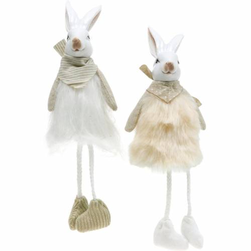 Floristik24 Decoración de Pascua asiento de borde de conejo 26cm figura de conejito de Pascua 2 piezas