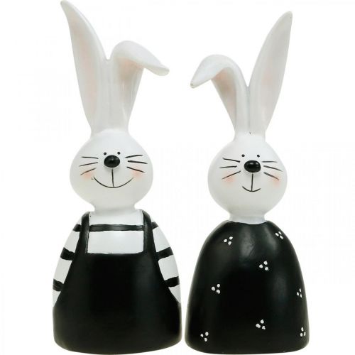 Floristik24 Pareja de conejitos, decoración de primavera, bustos de conejitos, decoración de mesa, Pascua H18.5/18cm juego de 2