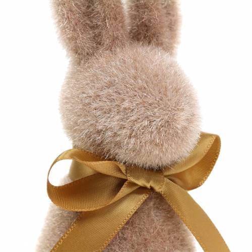 Floristik24 Conejito flocado marrón claro 16cm 4uds