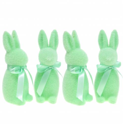 Floristik24 Conejito flocado verde menta 16cm 4pcs