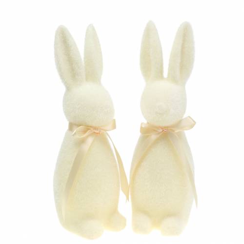 Floristik24 Conejo flocado blanco crema H30cm 2pcs