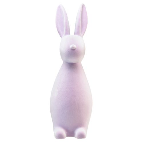 Artículo Decoración de conejo de Pascua de pie (2.ª opción), lila flocado, 47 cm de alto.