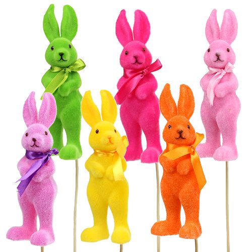 Deko bunny se congregó en la varilla colorido culo.15cm 6pcs