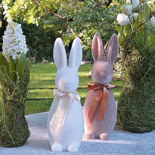 Floristik24 Conejo flocado marrón H42cm