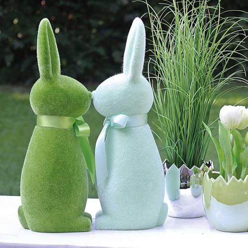 Floristik24 Conejito flocado verde menta A42cm