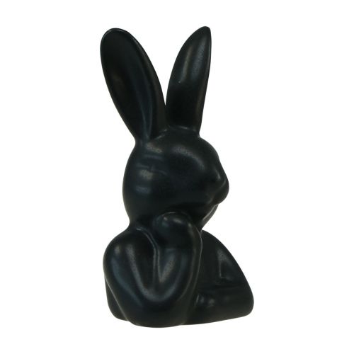Conejo pensando busto pequeño conejo negro 6×4×10,5cm