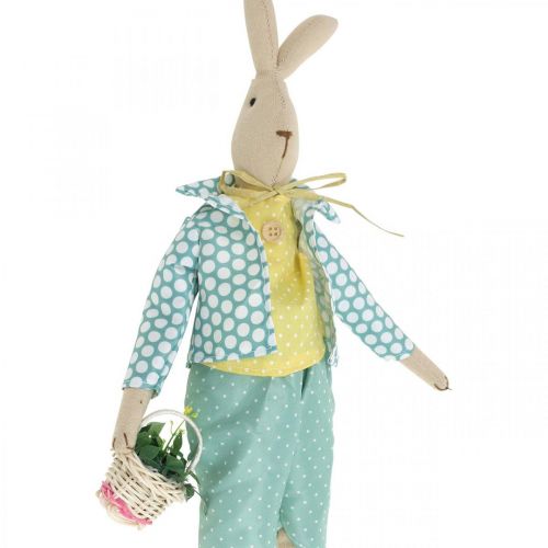 Artículo Conejito de pascua de tela, conejito con ropa, decoración de pascua, conejito H46cm