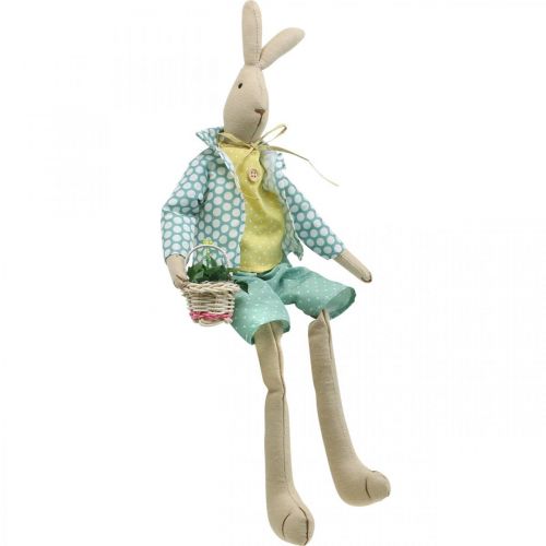 Artículo Conejito de pascua de tela, conejito con ropa, decoración de pascua, conejito H46cm