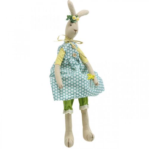 Artículo Conejito de peluche para Pascua, conejito de Pascua con ropa, conejita H43cm