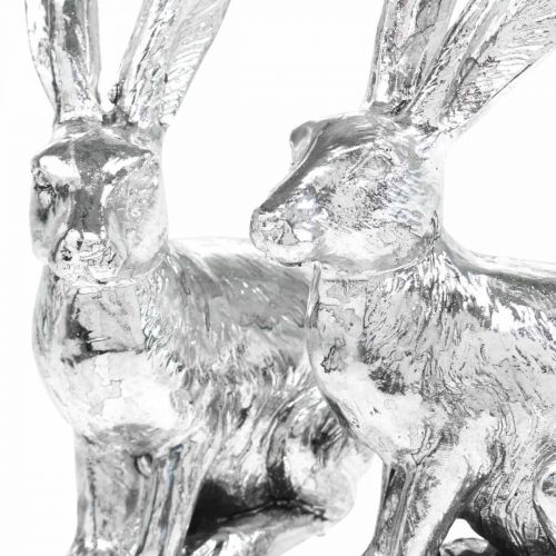Artículo Conejito de Pascua Sentado Conejo Plateado Figura Decorativa Pascua 13cm 2uds