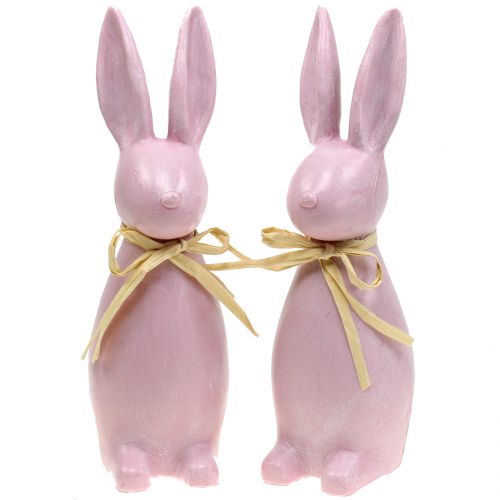 Floristik24 Conejitos de Pascua rosa H29cm 2pcs