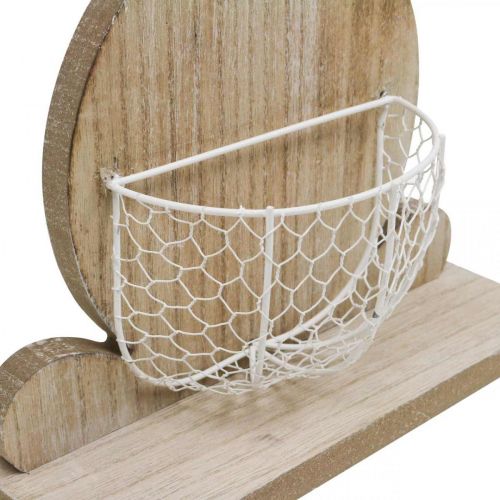 Floristik24 Conejito de madera con cesta, decoración primaveral, Conejo de Pascua con cesta de plantas natural, blanco Al. 48 cm