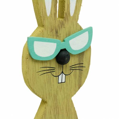 Floristik24 Conejitos de Pascua con canasta verde, primavera, canasta de plantación decorativa, decoración de Pascua conejito de madera 2 piezas