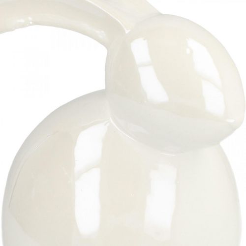 Floristik24 Conejito decorativo, decoración de Pascua, conejito de Pascua de cerámica blanco, nácar H9.5cm 4pcs