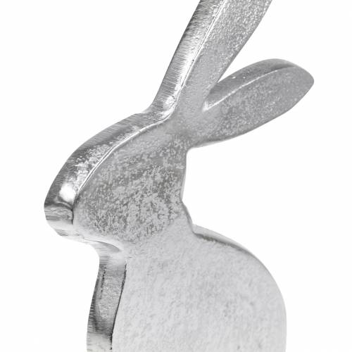 Floristik24 Conejito Plata Metal Base Madera Conejito Pascua Decoración Pascua