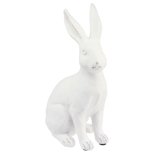 Floristik24 Conejo sentado conejo decorativo decoración de piedra artificial blanco Al. 27 cm