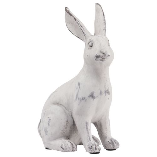 Floristik24 Conejo sentado decoración de conejo piedra artificial blanco gris Al. 27,5 cm