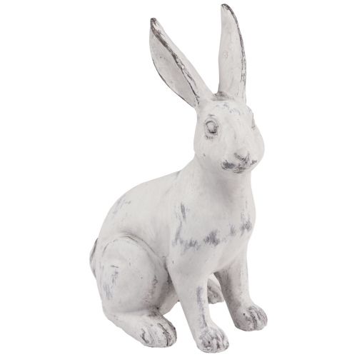 Floristik24 Conejo sentado decoración de conejo piedra artificial blanco gris Al. 27,5 cm