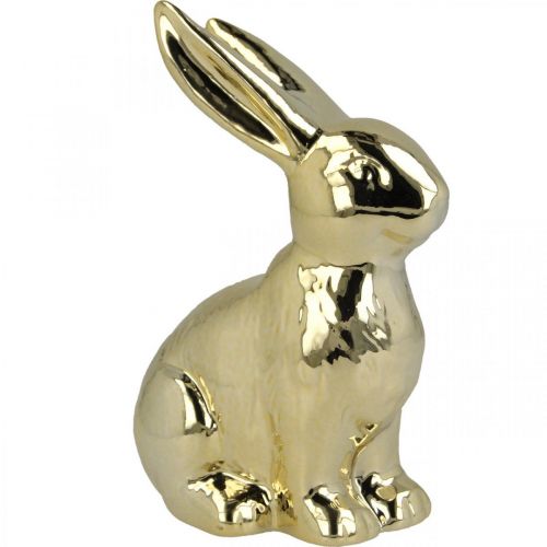 Floristik24 Decoración de conejito de pascua Conejito de pascua conejito dorado sentado H12cm 3pcs