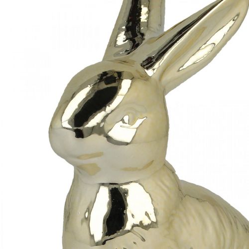 Floristik24 Decoración de conejito de pascua Conejito de pascua conejito dorado sentado H12cm 3pcs
