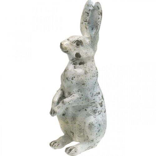 Floristik24 Conejo decorativo para Pascua, decoración primaveral con aspecto de hormigón, figura de jardín con detalles dorados, shabby chic Al. 42 cm