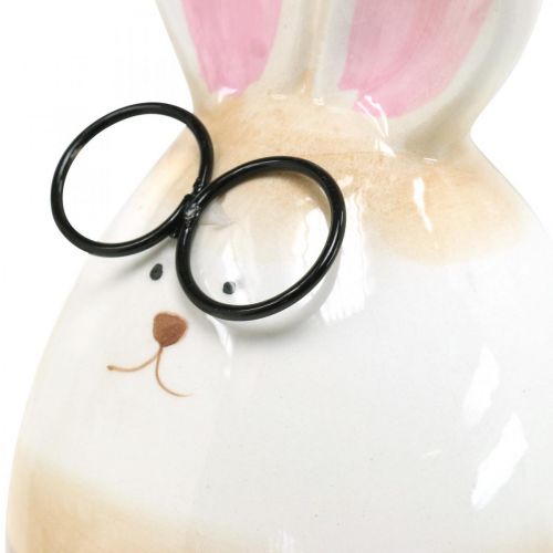 Floristik24 Conejitos de Pascua de cerámica con vasos, pareja de conejitos de decoración de Pascua H19cm 2pcs
