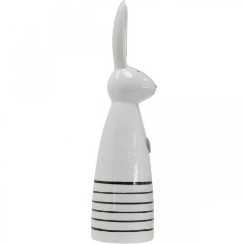 Artículo Conejito de cerámica Blanco Negro Corazón Rayas Al. 30 cm