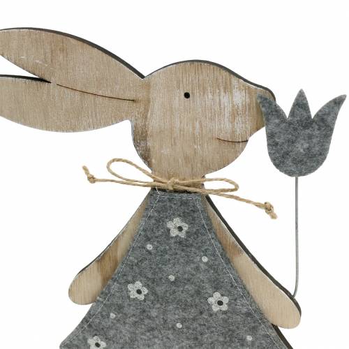 Artículo Figura decorativa conejo madera fieltro 30/31.5cm 2pcs