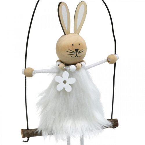 Floristik24 Conejito en columpio Decoración de ventana de conejito de Pascua Pascua H26cm juego de 2