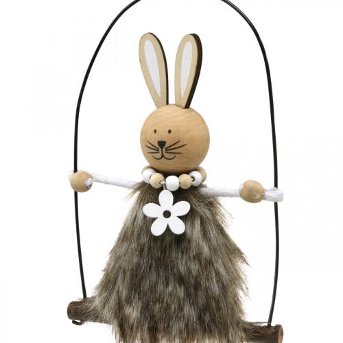 Floristik24 Conejito en columpio Decoración de ventana de conejito de Pascua Pascua H26cm juego de 2