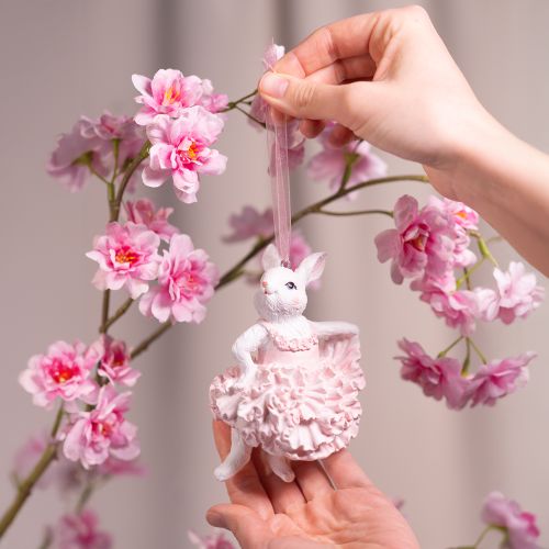 Artículo Colgantes de conejito bailarina, un detalle destacado para ramas de Pascua o árboles de Navidad, 12 cm, 2 piezas