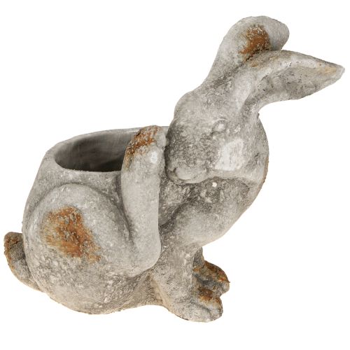 Maceta decorativa de hormigón con forma de conejo, color gris antiguo, 33,5 x 17 x 29,5 cm