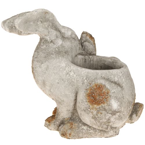 Artículo Maceta decorativa de hormigón con forma de conejo, color gris antiguo, 33,5 x 17 x 29,5 cm