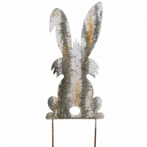 Floristik24 Conejito de Pascua para pegar óxido aspecto abedul metal 16,5 × 32 cm