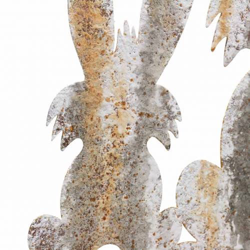Floristik24 Conejito de Pascua con niño para pegar óxido aspecto abedul metal 25 × 32cm