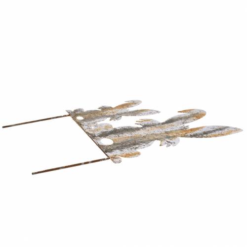 Floristik24 Conejito de Pascua con niño para pegar óxido aspecto abedul metal 25 × 32cm