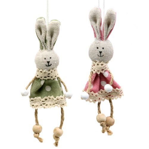 Floristik24 Tela de conejitos para colgar rosa/verde 12cm 6p