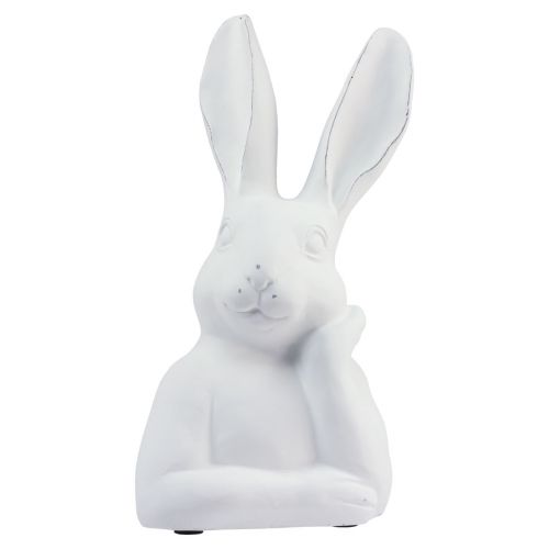 Floristik24 Conejo decoración conejo piedra artificial blanco busto pensamiento 20x14x36cm