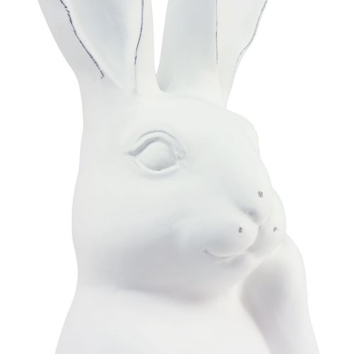 Floristik24 Conejo decoración conejo piedra artificial blanco busto pensamiento 20x14x36cm