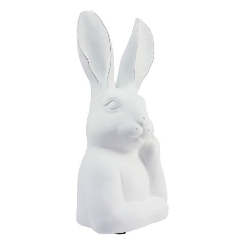 Floristik24 Conejo decoración conejo piedra artificial blanco busto pensamiento 20x14x36cm