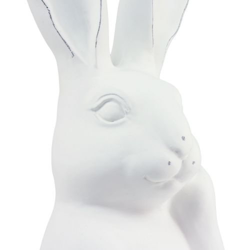 Floristik24 Conejo decoración conejo blanco piedra artificial pensando 18×12,5×30,5cm