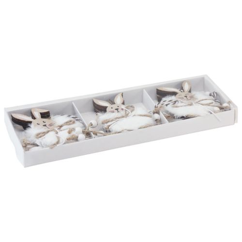 Artículo Conejitos conejitos decorativos de madera para colgar blanco natural 5cm×12cm 6ud