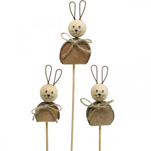 Artículo Conejito flor palo madera óxido Pascua Conejo decoración naturaleza 8cm 8pcs