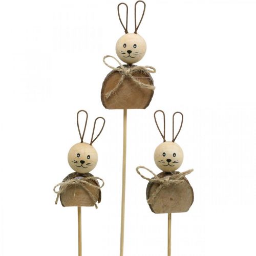 Floristik24 Tapón de flor de conejito madera óxido decoración de conejito de Pascua natural 8cm 8 piezas